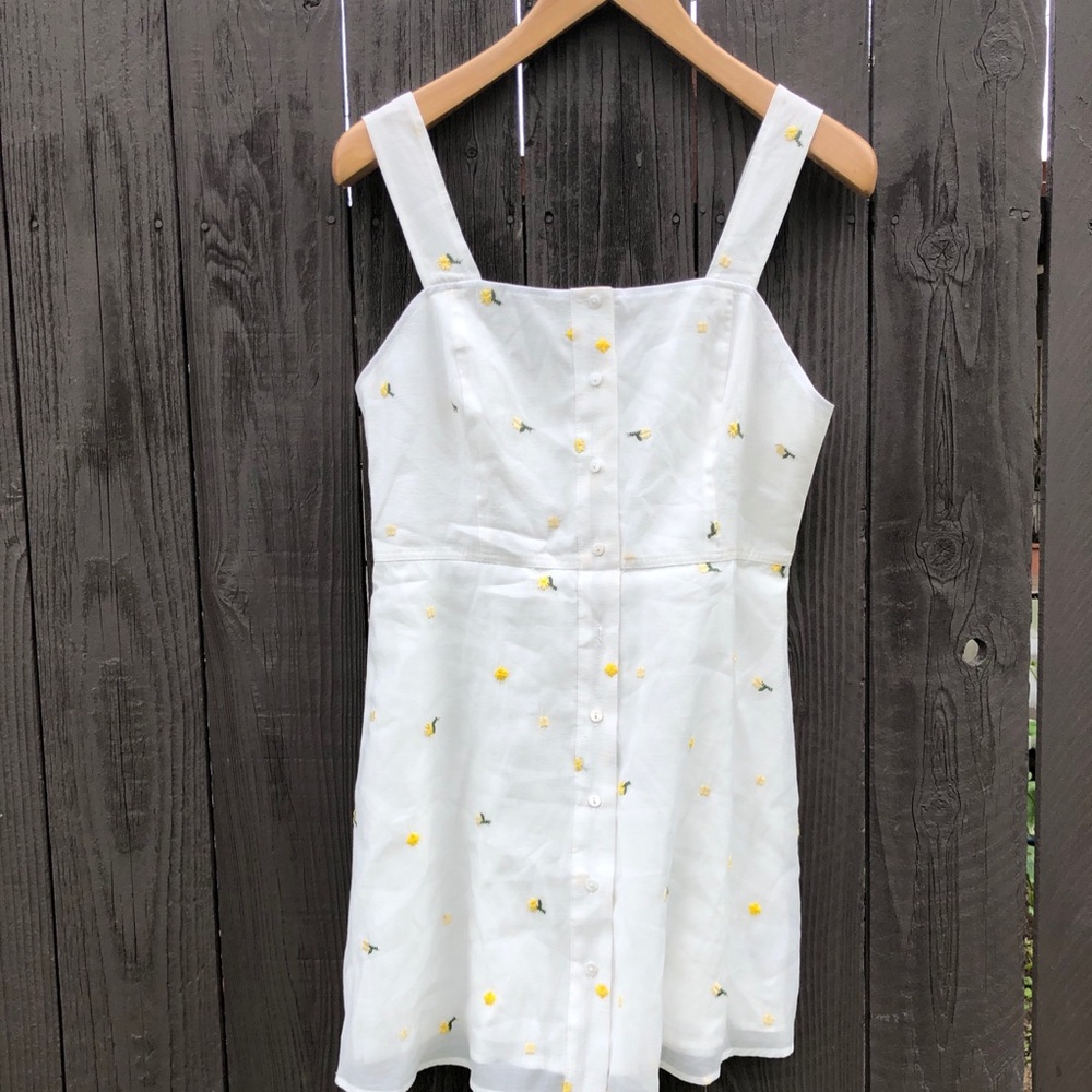 Emilia Mini Dress yellow Emb Organza size L New